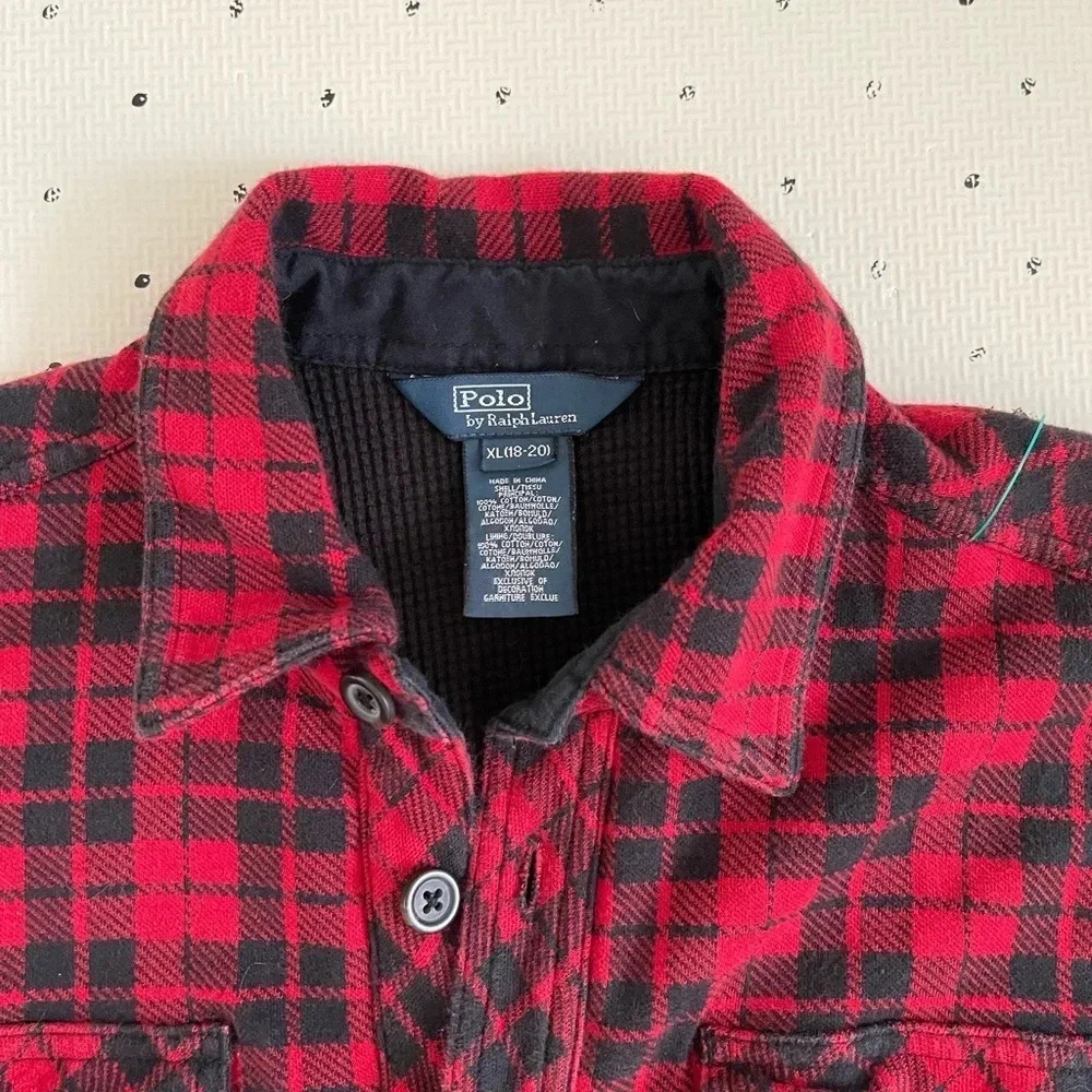 Ralph Lauren Polo‎ kids double layered thermal plaid shirt XL 18-20